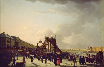 Les montagnes russes sur la Neva à Saint-Pétersbourg, 1803 - Russian School